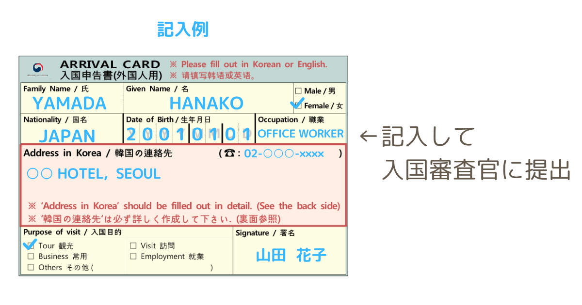 入国申告書（入国カード）